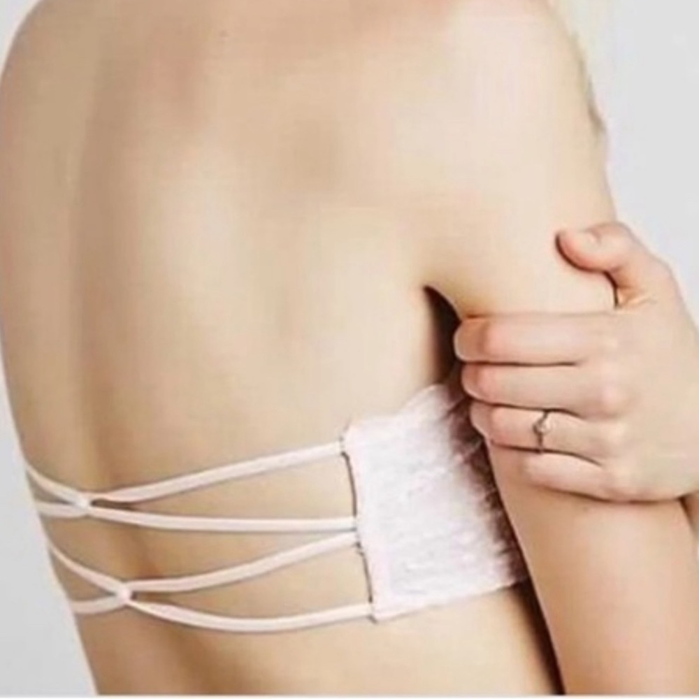 Bundle of 3 Free People Essential Lace Bandeau Bras, Black, Pink, & Ivory, S - Picture 5 of 8